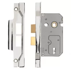 Discount β€οΈ Eurospec 2 Lever Nickel plate Rebated Sashlock 64mm Case - 44mm Backset π