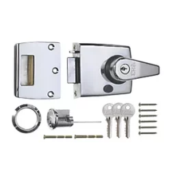 Cheapest 😉 ERA 193-37-1 Double Locking Night Latch Polished Chrome 60mm Backset 😍