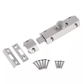 Outlet ๐คฉ Smith & Locke Heavy Duty Surface Bolt Satin Chrome 102mm โญ 1 Outlet ๐คฉ Smith & Locke Heavy Duty Surface Bolt Satin Chrome 102mm โญ